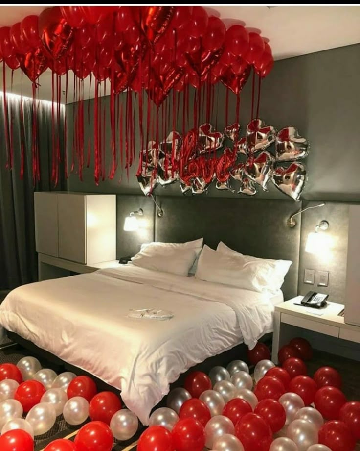 Red Heart Ceiling & Silver 'Love' Room