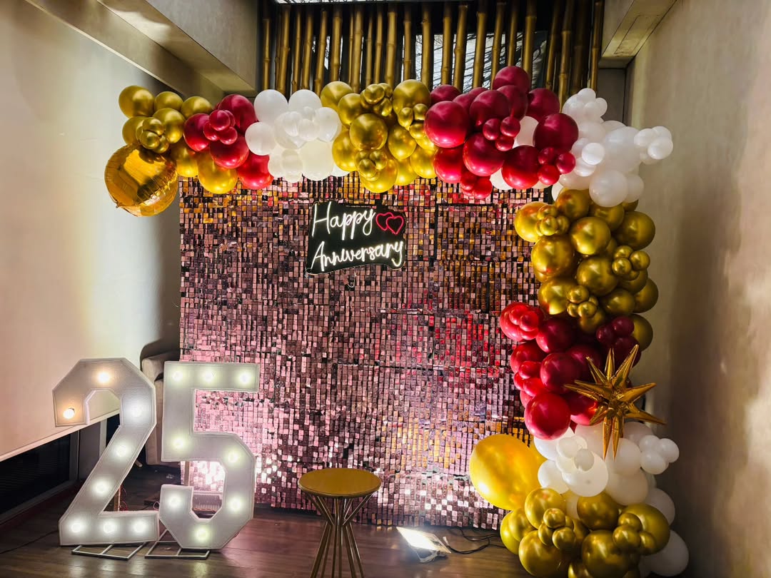 25 Years Rose-Gold Sequin Wall