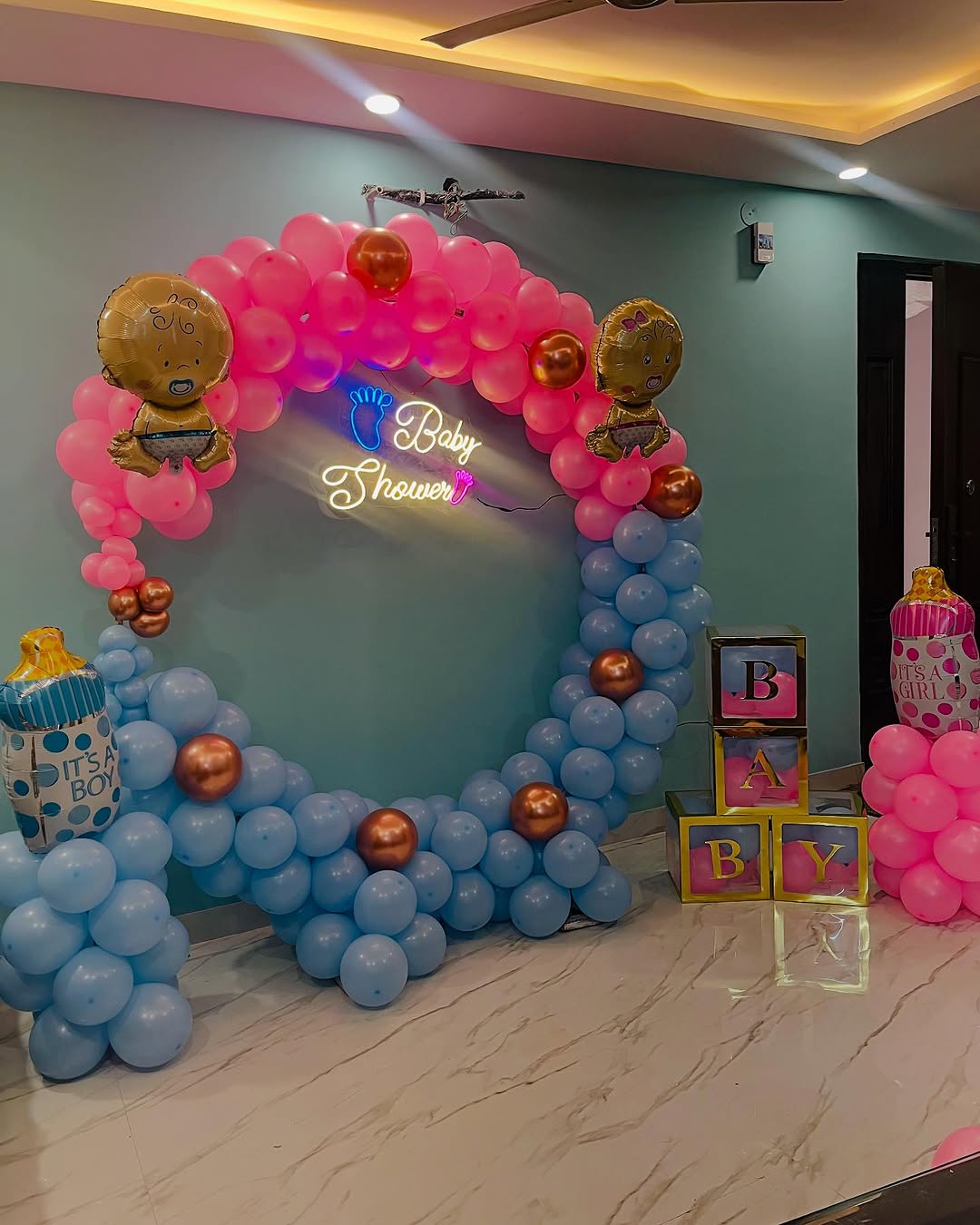 Boy or Girl Neon Ring Baby Shower