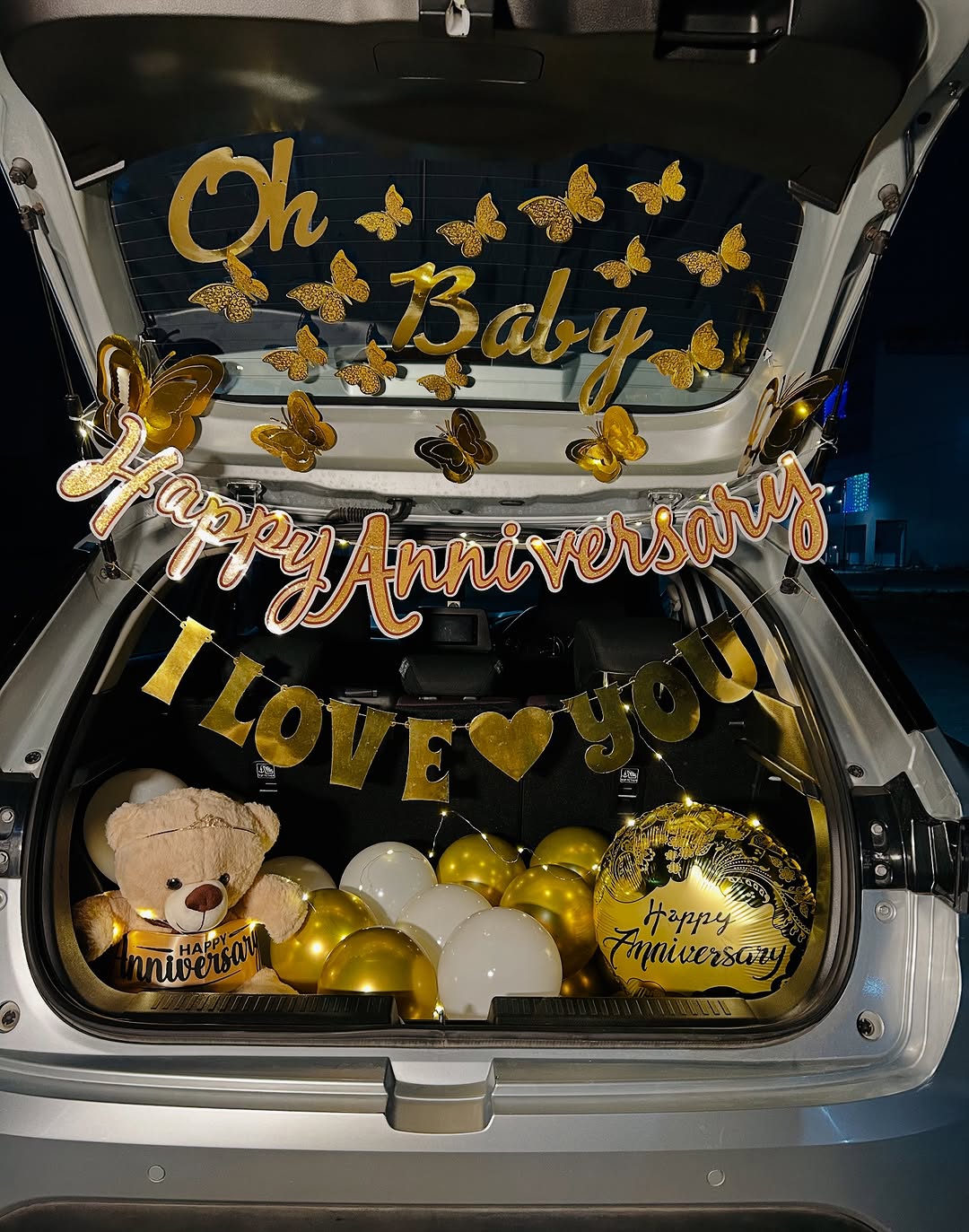 Essential 'Oh Baby' Gold Butterfly Car Boot Decoration